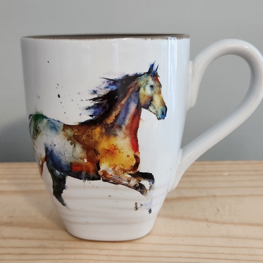 Dean Crouser Running Horse Watercolor Equestrian Design Ceramic Mug